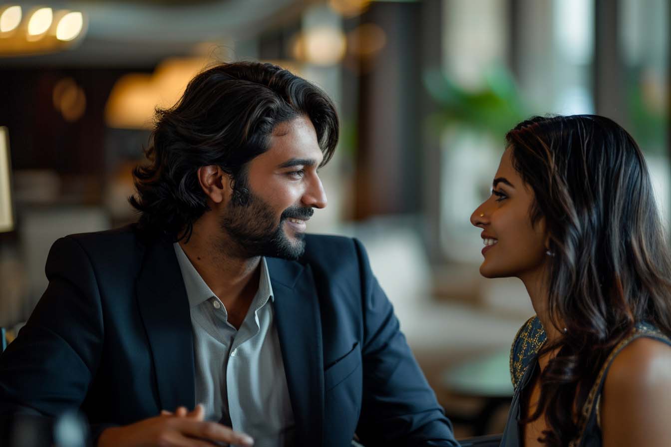 Couple having a genuine conversation